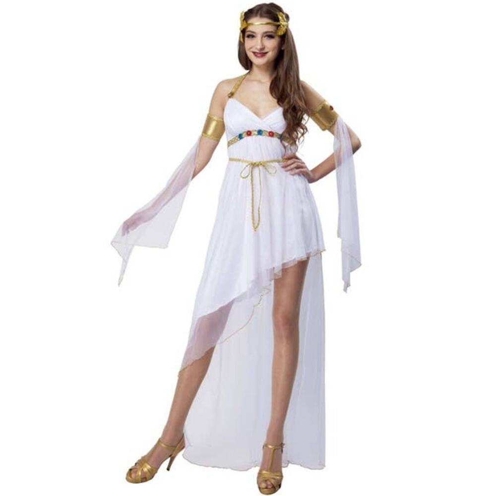 NEW Women's White Toga Greek Roman Goddess Halloween Costume S 4-6